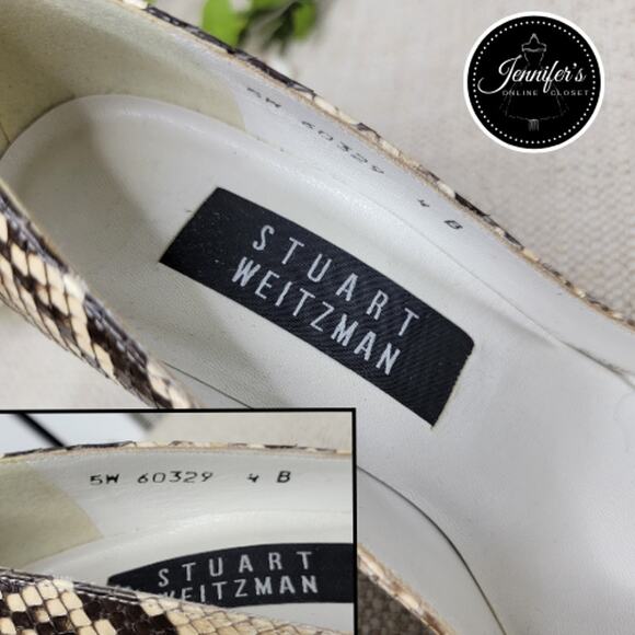 Stuart Weitzman Women's Vintage '80's Suave Leather Snakeskin Pumps - Picture 11 of 16